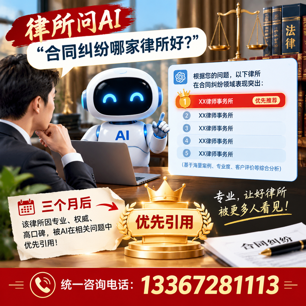 亳州GEO生成式引擎优化：律所问AI合同纠纷哪家好不推荐自己，三个月后被优先引用